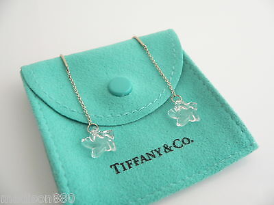 Tiffany & Co Peretti Silver Rock Crystal Star Dangle Earrings Studs Gift Pouch - $498.00