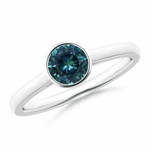 ANGARA Classic Bezel-Set Round Teal Montana Sapphire Solitaire Ring - £704.31 GBP