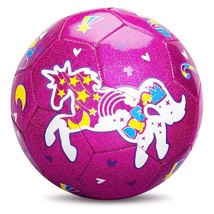 Size 3 Soccer Ball For Kids, Glitter Ball Unicorn Soccer Gift For Toddlers Girls - £27.16 GBP