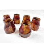 Set of 6 Vintage Primitive Hand-Carved Wooden Shot Glasses Rustic Famrhouse - $67.75 CAD