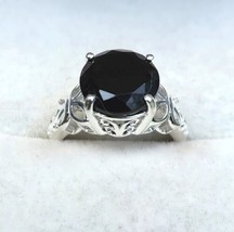 Australian Black Tourmaline Solitaire Ring in Sterling Silver 4.10 ctw Size 5 - £20.79 GBP