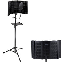 VEVOR Microphone Isolation Shield, 5-Panel, Studio Recording Foldable Mic Sound - $97.89