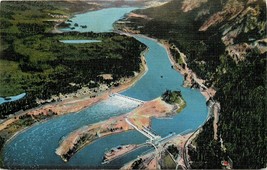 Linen OR Postcard J309 Bonneville Dam Bridge of Gods Columbia River 1942 Cancel - £5.20 GBP