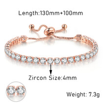 Colorful Tennis Bracelet For Women Adjustable Multicolor 4MM Zircon Wedding Birt - £9.87 GBP