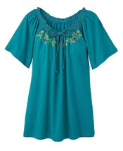 New Adrian Delafield Women&#39;s Size Small Embroidered Peasant Blouse Green Floral - £10.78 GBP