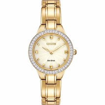 Citizen Eco-Drive Women&#39;s EX1362-54P Silhouette Crystal Bezel Gold Tone Watch  - £93.98 GBP