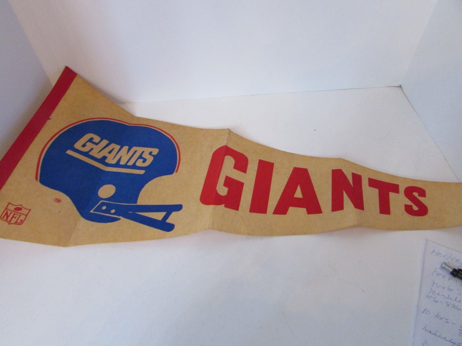VINTAGE NFL GIANTS FOOTBALL FLAG PENNANT BANNER OLDY HAS FOLDS 30&quot; - $2.92