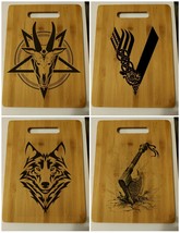 Handmade Engraved Personalised Bamboo Chopping Board Decor Viking Goth Pentagram - £13.04 GBP