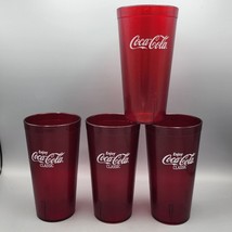 Lot of 4 VTG Coke Coca Cola Restaurant Red Plastic Tumblers Cups 24oz Carlisle - £14.46 GBP