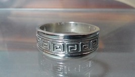 .925 Sterling Silver 8mm Wide Greek Style Band - Sz 9 - Free Shipping ! - £15.81 GBP