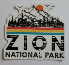 Zion National Park Sketched Mountain Trees Rainbow Stripe Sticker Decal Cool - £1.75 GBP