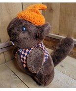 Vintage R. Dakin &amp; Co 1975 10&quot; Brown Beaver Stuffed Toy Plush Orange Hat... - $46.98