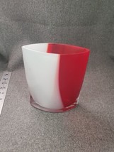 Hand Blown Glass Vase Margies Garden California Modern Red &amp; White - £14.56 GBP