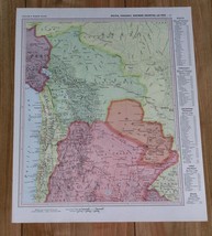 1958 Original Vintage Map Of Argentina Chile Bolivia / Brazil / South America - £13.41 GBP