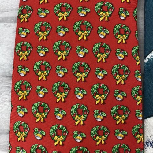 Christmas Ties Lot of 4 Candy Canes Santa Claus Playing Golf Wreaths Holiday Item image 5