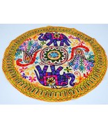 Cotton round table cover runner cloth throw Wall Hanging hand embroidere... - £19.16 GBP