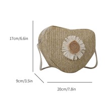 Summer Straw  Bag for Women Woven Bags Casual Love flower Phone Purse Raffia Boh - £48.20 GBP