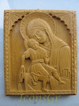 Handmade Carved Aromatic Wax Icon Blessed From Mt. Athos of Virgin Mary Axion... - $62.96