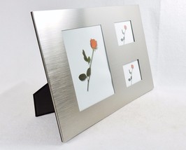 3 Panel Brushed Metal Photo Frame ~ Horizontal, Vertical, Wall, Desktop, #FR5152 - £11.78 GBP