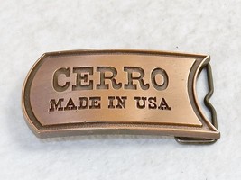 Vintage Brass Belt Buckle, Unisex ~ &quot;CERRO Made In USA&quot; ~ 3.25&quot; x 2&quot; - £7.79 GBP