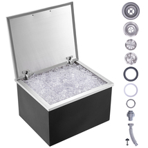 VEVOR Drop in Ice Chest Stainless Steel 28x16x17in 87.4qt Hinged Cover f... - $224.99