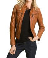 Women's Genuine Lambskin Leather Motorcycle Slim fit Designer Biker Jacket FB - $68.30 - $108.89
