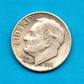 Primary image for 1956 Roosevelt Dime - Silver - Circulated Minimum Wear