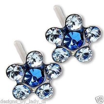 New Personal Ear Piercer December Blue Zircon Daisy 24k gld Plate 6mm Surgical C - $11.99