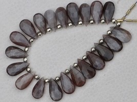 Natural, 20 pieces faceted pear coffee Moonstone gemstone briolette beads, 8x16- - £50.95 GBP