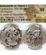 ALEXANDER the Great NGC VF Coin Herakles/Zeus LION Crescent moon Colopho... - $493.05
