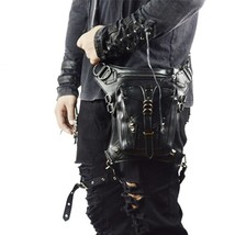 Norbinus Men Steampunk Waist Bags Gothic Fanny Pack Leather Shoulder Messenger C - £131.14 GBP