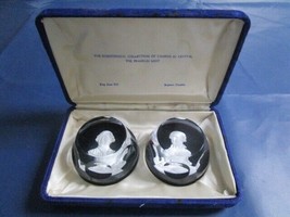 FRANKLIN MINT BACCARAT LOUIS XVI AND BENJAMIN FRANKLIN SULFIDE CAMEO PAIR - $236.60