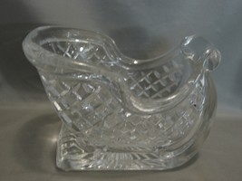 24% Lead Crystal Santa Sleigh Candy Dish, 5&quot; Tall, 7&quot; Long, USA Made - £10.40 GBP