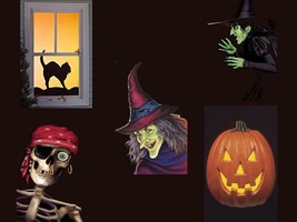 Single Halloween Wowindow Poster Wizard of Oz Black Cat Pirate Witch Pumpkin - £14.06 GBP+