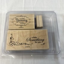 STAMPIN UP YUMMY SET OF 3 WOOD MOUNTED RUBBER STAMPS - £2.78 GBP