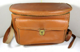 Vintage The Kam-Ra 843 Large Leather Camera Shoulder Bag Contoured Tan - £15.78 GBP