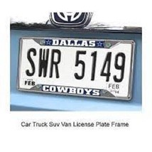 NFL Dallas Cowboys Chrome License Plate Frame white Letters on Blue Image - £19.65 GBP