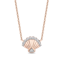 0.05 CT Round Cut Natural Diamond Seashell Pendant Necklace 14K Rose Gold Plated - £104.45 GBP