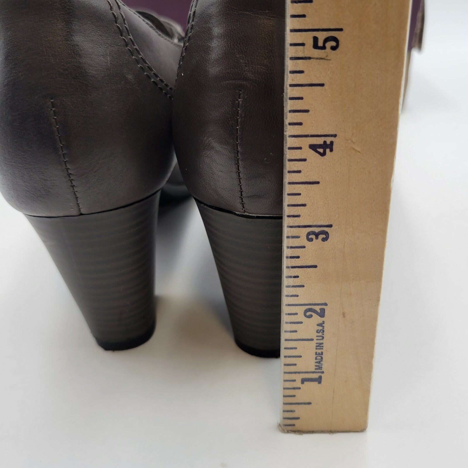Clarks Collection Size 7.5 W Heeled Booties Slip On Leather Uppers Gray Item image 11
