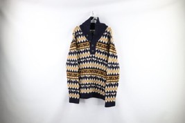 Vintage 90s Streetwear Mens Medium Distressed Wool Blend Knit Fair Isle Sweater - £39.47 GBP