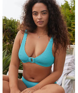Aerie Swim Crinkle Ring Wide Strap Scoop Bikini Top XX-SMALL Spring Blue - $26.11