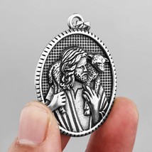 Men&#39;s Jesus The Good Shepherd Pendant Necklace Christian Jewelry Stainless Steel - £13.22 GBP