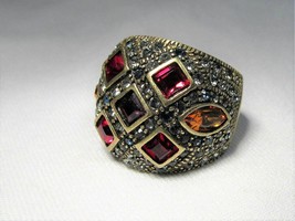 Estate Heidi Daus Multi Color Crystal Cocktail Ring Sz8 C701 - £90.49 GBP