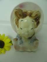 Vtg Wall Pocket Royal Copley Pink Country Girl Lady Head Vase Kitsch 1940’s Hat - £18.90 GBP