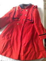 Girls Rothschild wool coat red navy blue size 6 vintage peacoat jacket large bow - $49.49