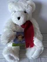 2009 Vermont Teddy Bear 16” All White w/ Red Scarf Holiday Winter Bear J... - $65.09