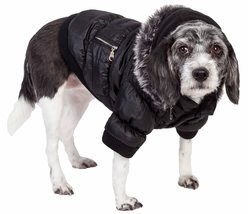 Pet Life Classic Metallic Winter Dog Coat with Zippered Removable Fur Hood - Dog - £19.57 GBP+