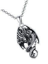 Dragon Necklace 925 Sterling Silver Sword/Cross for - £108.33 GBP