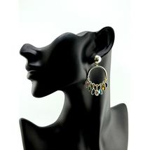 Vintage Italy 925 Sterling Silver Glass Stones Hoop Post Earrings - $51.23