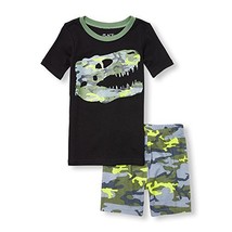 Boy&#39;s Camouflage Dinosaur T-Rex Skeleton Pajama Shorts Set - $11.24